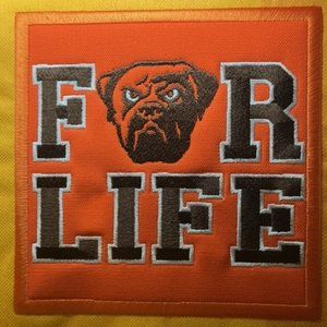 For Life Bulldog Patch in Orange White and Dark Brown